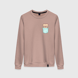 Свитшот хлопковый женский PuppyM in pocket, цвет: пыльно-розовый
