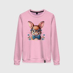 Женский свитшот Кролик мальчик в очках