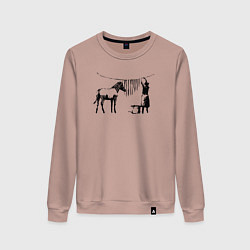 Свитшот хлопковый женский Banksy zebra, цвет: пыльно-розовый