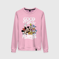 Свитшот хлопковый женский Дональд Дак и Микки Маус, цвет: светло-розовый