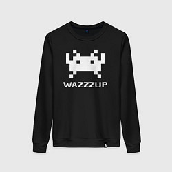 Свитшот хлопковый женский Space invader wazzzup, цвет: черный