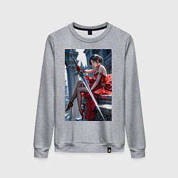 Женский свитшот Девушка в красном платье с мечем