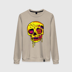 Свитшот хлопковый женский Желтый растекшийся череп, цвет: миндальный
