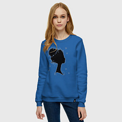 Свитшот хлопковый женский Flower girl, цвет: синий — фото 2