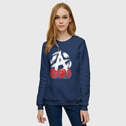 Свитшот хлопковый женский Анархия логотип Сектор газа, цвет: тёмно-синий — фото 2