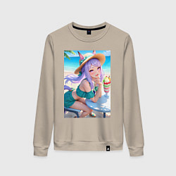 Женский свитшот Девушка-пони кушает мороженое