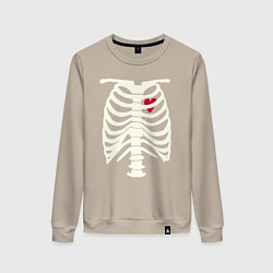 Свитшот хлопковый женский Сердце в скелете, цвет: миндальный