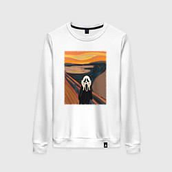 Свитшот хлопковый женский Крик картина мунка, цвет: белый