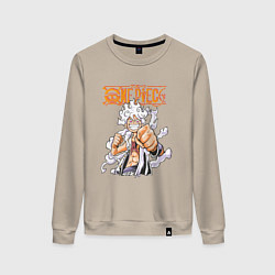 Свитшот хлопковый женский Ванпис Монки Д Луффи молния, цвет: миндальный