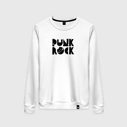 Свитшот хлопковый женский Punk Rock in black, цвет: белый