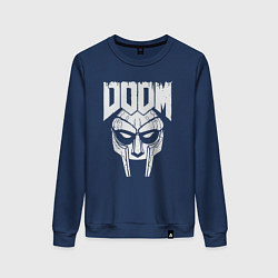 Свитшот хлопковый женский Doom mask, цвет: тёмно-синий