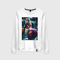 Женский свитшот Девушка с оружием в киберпанк стиле