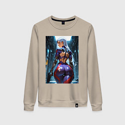 Женский свитшот Девушка с оружием в киберпанк стиле