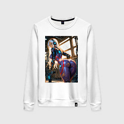 Женский свитшот Девушка с оружием в киберпанк стиле