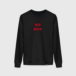 Свитшот хлопковый женский Bad bitch, цвет: черный