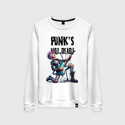Свитшот хлопковый женский Punks not dead - slogan ai art, цвет: белый