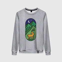 Свитшот хлопковый женский Олень и горы, цвет: меланж