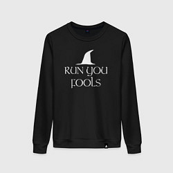 Свитшот хлопковый женский Run you fools The lord of the rings, цвет: черный