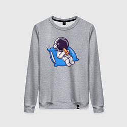 Свитшот хлопковый женский Spaceman and pizza, цвет: меланж