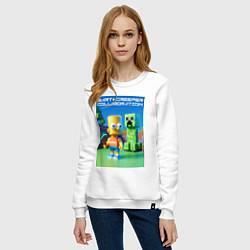Свитшот хлопковый женский Bart and Creeper - collaboration ai art, цвет: белый — фото 2