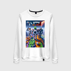 Свитшот хлопковый женский Mass effect and Minecraft - ai art collaboration, цвет: белый