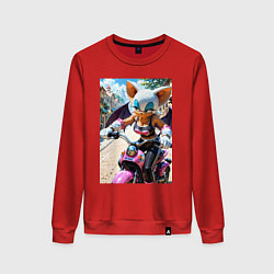 Свитшот хлопковый женский Руж из Somic едет на мотоцикле, цвет: красный