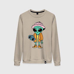 Женский свитшот Инопланетянин с магнитофоном