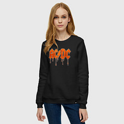 Свитшот хлопковый женский ACDC логотип из лавы, цвет: черный — фото 2