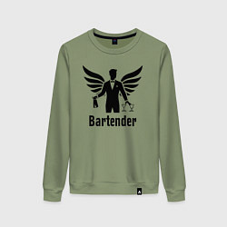 Свитшот хлопковый женский Бармен с крыльями, цвет: авокадо