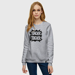 Свитшот хлопковый женский Учительский граффити, цвет: меланж — фото 2