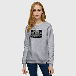 Свитшот хлопковый женский Нирвана аудиокассета, цвет: меланж — фото 2