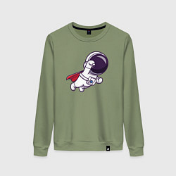 Свитшот хлопковый женский Spaceman superman, цвет: авокадо