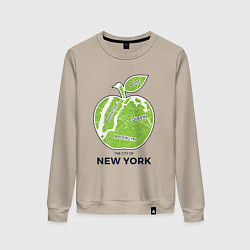 Свитшот хлопковый женский Сity of New York, цвет: миндальный