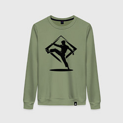 Свитшот хлопковый женский Удар тхэквондо, цвет: авокадо