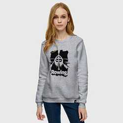 Свитшот хлопковый женский Гребной спорт весло и лодка, цвет: меланж — фото 2