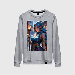 Женский свитшот Прекрасная эльийка-маг с посохом