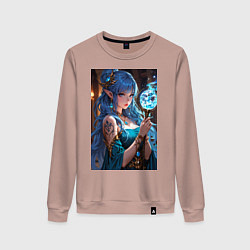 Женский свитшот Прекрасная эльийка-маг с посохом