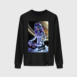 Свитшот хлопковый женский Девушка космо DJ, цвет: черный