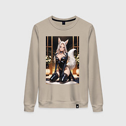 Женский свитшот Белая лисица в откровенном наряде