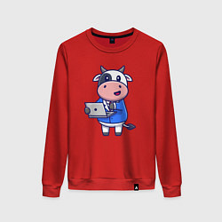 Женский свитшот Коровка с ноутбуком