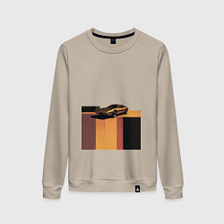 Свитшот хлопковый женский Ретрофутуризм спорткар поп-арт 1970-е, цвет: миндальный