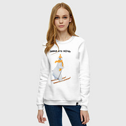 Свитшот хлопковый женский Зима это ночь, цвет: белый — фото 2