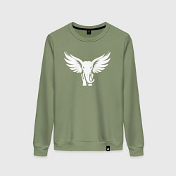 Свитшот хлопковый женский Крылатый слон, цвет: авокадо