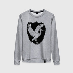 Свитшот хлопковый женский Аист на черном щите, цвет: меланж