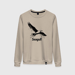 Женский свитшот Чайка черной краской