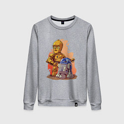 Свитшот хлопковый женский Звёздные войны: c3p0 и r2d2 - арт, цвет: меланж