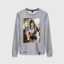 Свитшот хлопковый женский Тифа Локхард с пони, цвет: меланж