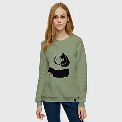 Свитшот хлопковый женский Анимешка, цвет: авокадо — фото 2