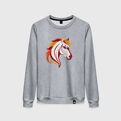 Свитшот хлопковый женский Красная огненная лошадь, символ года, цвет: меланж