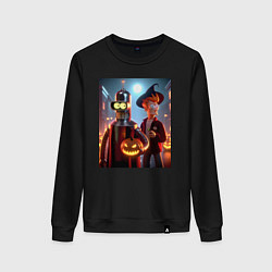 Женский свитшот Бендер и Фрай в шляпе - ночь на хэллоуин